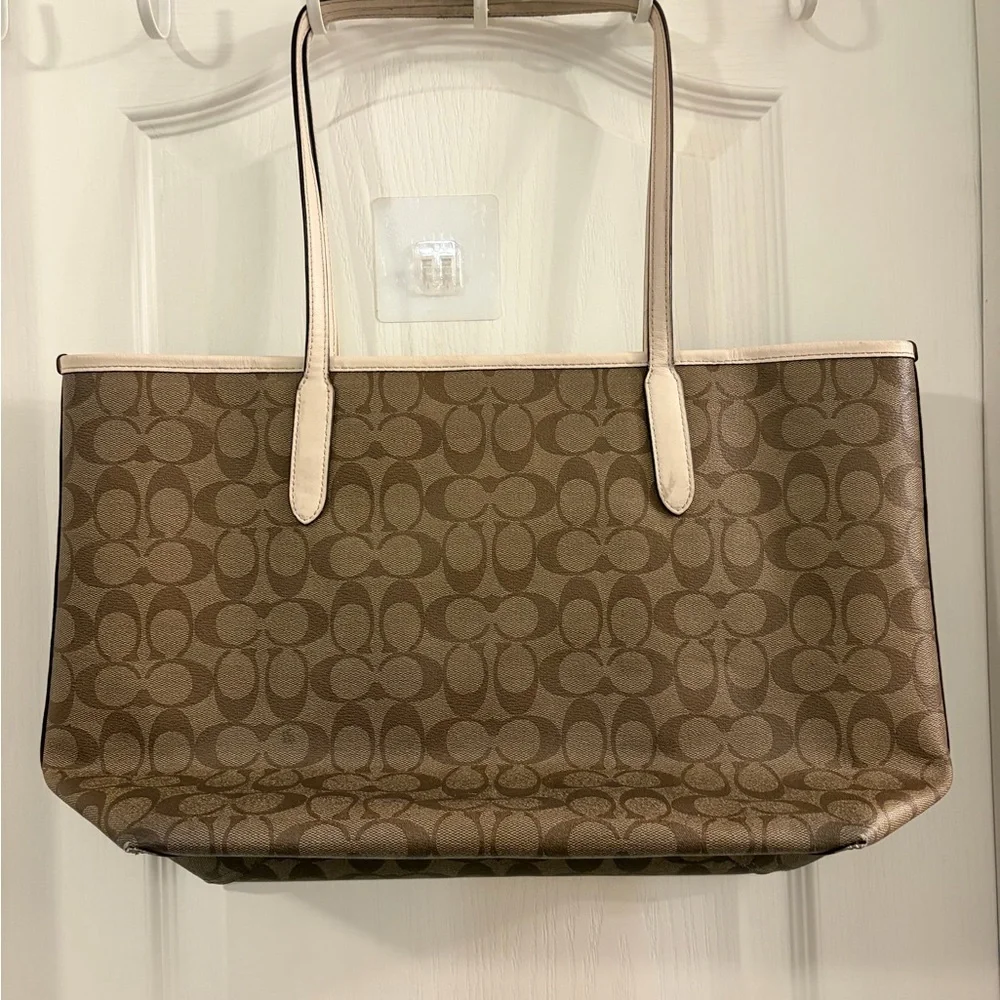 Coach Brown Tote with Red and Orange Love Print - Picture 4 of 6